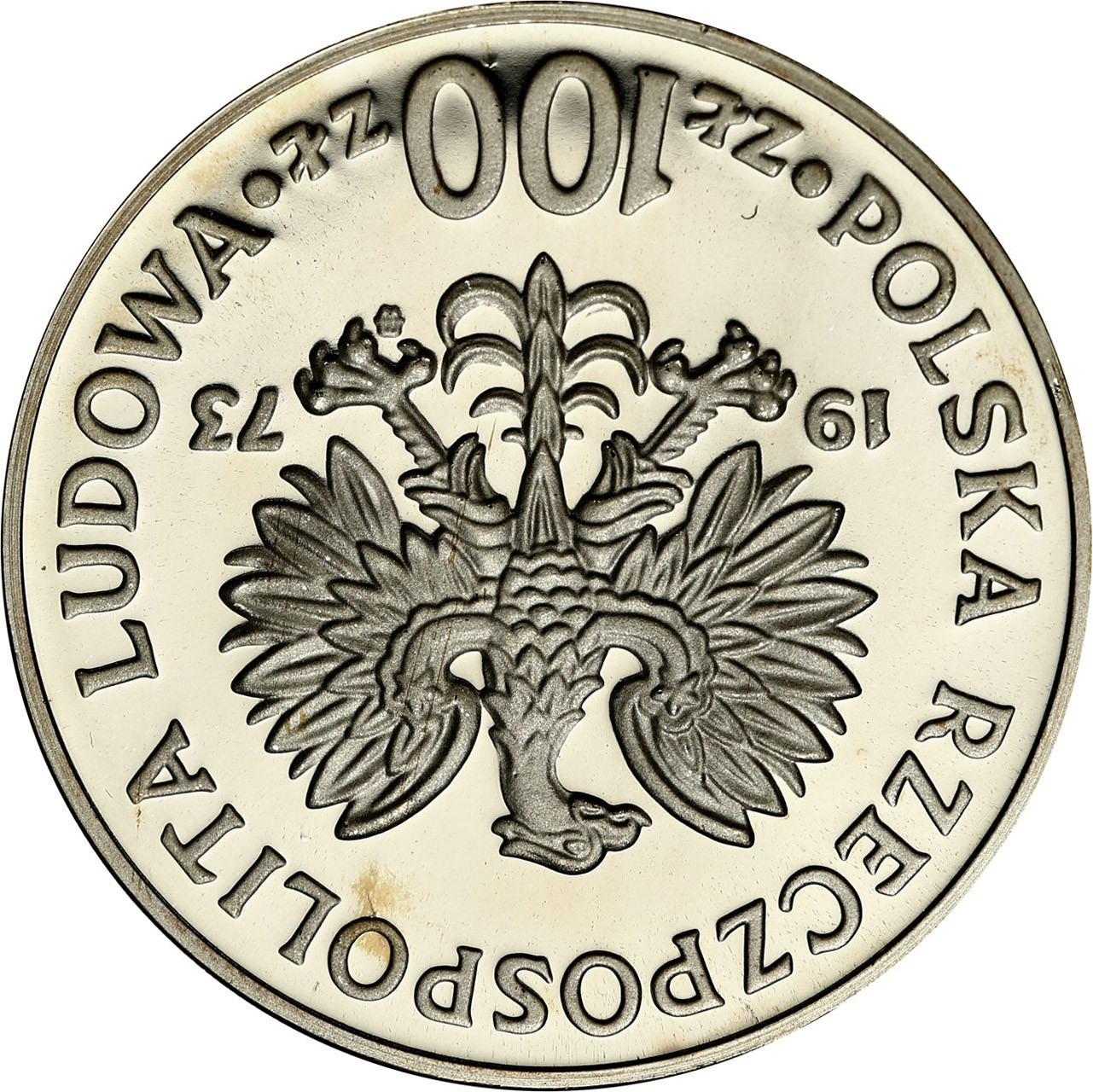 PRL. PRÓBA srebro 100 złotych 1973 Kopernik - STEMPEL ODWRÓCONY